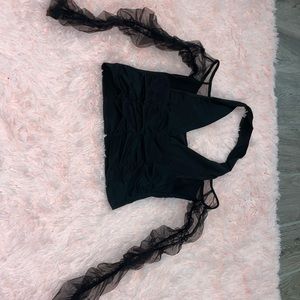 Mesh long sleeve halter top